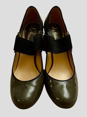 Cole Haan Gray Patent Leather Mary Jane with Black Elastic Strap Size 6 w/ Nike